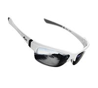 ICECUBE Avento Lunettes de soleil de sport polarisées UV400 avec fonction antidérapante et cadre léger pour homme et femme lors de la conduite, de la course (White)