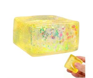 IceCube - Cube de glace à paillettes Squish-y - Boules anti-stress en sucre malt - Cubes anti-stress à taille lente pour adultes, lumière polaire colorée, pour enfants et adultes, soulagement de