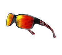 ICECUBE Dynamic - Lunettes de soleil sportives polarisées unisexes, protection UV400, design ergonomique et confortable, idéales pour les activités de plein air (BLK/Red)