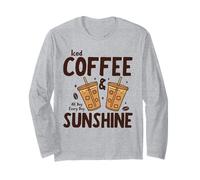 Iced Coffee & Sunshine Every Day All Day Funny Summer Manche Longue