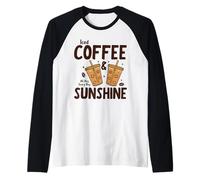 Iced Coffee & Sunshine Every Day All Day Funny Summer Manche Raglan