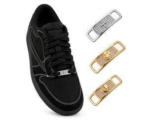 ICEDIAMOND Bijoux Hip Hop Boucle de lacet, 2Pcs CZ Bling Diamond AF1 Accessoire de chaussure stylisé pour les amateurs de chaussures Snkrs (Cross-White)