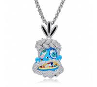 ICEDIAMOND Cold Enamel Peint Art Abstrait Mystérieux Tribe Chef Pendentif Collier Chaîne Cubaine, Glacé Bling CZ Diamant Plaqué Or Hip Hop Charm Bijoux pour Hommes (Gold,20''Cuban)