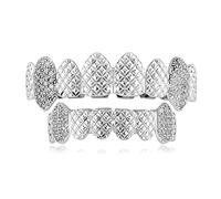 ICEDIAMOND Personnalité Tendance Crocs En Relief Dents En Diamant Porter Grill, Plaqué Or Hip Hop Charme Bijoux pour Hommes Femmes (White)