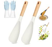 Icefavor Spoon, Icefavor Spatula Spoon, Multifunction Spatula Cooking Spoons, Nonstick Silicone Heat Resistant - 3 in 1 Spatulas Spoons, Makes Stirring, Scooping & Serving So Much Easier (White2PCS)