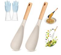 Icefavor Spoon, Icefavor Spatula Spoon, Multifunction Spatula Cooking Spoons, Nonstick Silicone Heat Resistant - 3 in 1 Spatulas Spoons, Makes Stirring, Scooping & Serving So Much Easier (Khaki2PCS)