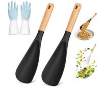 Icefavor Spoon, Icefavor Spatula Spoon, Multifunction Spatula Cooking Spoons, Nonstick Silicone Heat Resistant - 3 in 1 Spatulas Spoons, Makes Stirring, Scooping & Serving So Much Easier (Black2PCS)