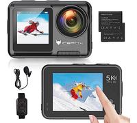 icefox Action Cam 5K 30FPS 20MP avec écran Tactile, EIS Angle de Vue réglable 4X Zoom, 30M caméra sous-Marine étanche à Distance caméra de Sport avec Microphone Externe et kit d'accessoires