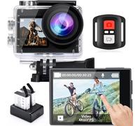 icefox Action Cam 4K Caméra sous-Marine étanche 40 m Ultra HD 20 MP 170 degrés Ultra Grand Angle WiFi stabilisation Glace avec Double Batterie 1350 mAh Gris