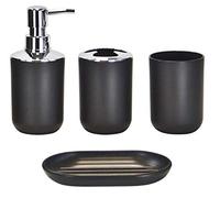 Icegrey Design Moderne 4 PièCes Ensemble D'Accessoires De Salle De Bain Bouteilles De Lotion, Porte-Brosse à Dents, Tasse à Dents, Porte-Savon, Noir-Quatre
