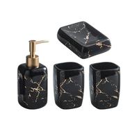 Icegrey Ensemble de Bain 4 Pièces - Accessoires de Luxe et Décoration pour Salle de Bain - Ensemble de Table Noir