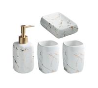 Icegrey Ensemble de Bain 4 Pièces - Accessoires de Luxe et Lumière pour Salle de Bain - Décoration et Table Blanc