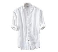 Icegrey Été Chemise Homme Chemise en Lin V-Neck Shirt Décontractée Manches Courtes Blanc 56