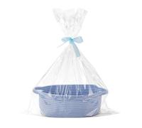 Icegrey Panier cadeau vide tressé avec sacs cadeaux et rubans, paniers de rangement vide pour fête prénatale, anniversaire, mariage, Pâques, Thanksgiving, Noël, Bleu