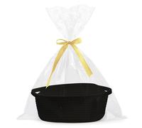 Icegrey Panier cadeau vide tressé avec sacs cadeaux et rubans, paniers de rangement vide pour fête prénatale, anniversaire, mariage, Pâques, Thanksgiving, Noël, noir