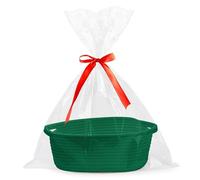 Icegrey Panier cadeau vide tressé avec sacs cadeaux et rubans, paniers de rangement vide pour fête prénatale, anniversaire, mariage, Pâques, Thanksgiving, Noël, Vert foncé