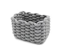 Icegrey Panier de Rangement en Corde de Coton Organisateurs de Paniers de Rangement Rectangulaires Naturels DéCoratifs Pour Chambre de BéBé, Chambre à Coucher, Salon Gris Small