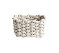 Icegrey Panier de Rangement en Corde de Coton Organisateurs de Paniers de Rangement Rectangulaires Naturels DéCoratifs Pour Chambre de BéBé, Chambre à Coucher, Salon Blanc Small