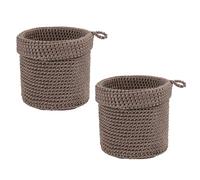 Icegrey Panier Rangement, Panier de Rangement Tressé en Coton,Corbeille Rangement pour Salle de Bain,Cuisine,Organisateur Table a Langer Bebe,Décoration Boite de Rangement pour Enfant, Rond marron