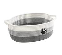 Icegrey Panier Rangement, Panier de Rangement Tressés en Coton, Corbeille Rangement pour Salle de Bain, Organisateur Table a Langer Bebe, jouets pour animaux de compagnie, Gris Blanc