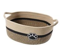 Icegrey Panier Rangement, Panier de Rangement Tressés en Coton, Corbeille Rangement pour Salle de Bain, Organisateur Table a Langer Bebe, jouets pour animaux de compagnie, noir beige