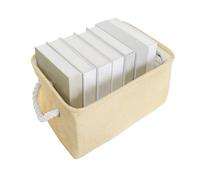 Icegrey Panier Rangement Tissu Lin, Pliable Boite Rangement Tissu avec Poignées en Corde, Stockage Corbeille Panier pour Tiroir, Jouets, Maquillage, Salle de Bain, Beige