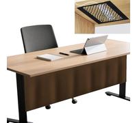 Icegrey Panneau de confidentialité sous Le Bureau avec Filet de Gestion des câbles, Jupe de Bureau autocollante, Rideau de pudeur pour Bureau à Domicile, Brun, 100x38cm