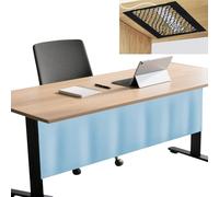 Icegrey Panneau de confidentialité sous Le Bureau avec Filet de Gestion des câbles, Jupe de Bureau autocollante, Rideau de pudeur pour Bureau à Domicile, Bleu, 152x38cm