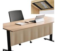 Icegrey Panneau de confidentialité sous Le Bureau avec Filet de Gestion des câbles, Jupe de Bureau autocollante, Rideau de pudeur pour Bureau à Domicile, Khaki, 200x38cm