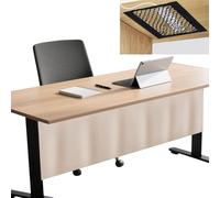 Icegrey Panneau de confidentialité sous Le Bureau avec Filet de Gestion des câbles, Jupe de Bureau autocollante, Rideau de pudeur pour Bureau à Domicile, Beige 2, 90x38cm