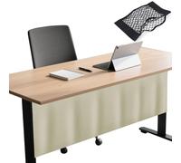 Icegrey Panneau de confidentialité sous Le Bureau avec Filet de Gestion des câbles, Jupe de Bureau autocollante, Rideau de pudeur pour Bureau à Domicile, Beige, 190x38cm