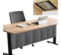 Icegrey Panneau de confidentialité sous Le Bureau avec Filet de Gestion des câbles, Jupe de Bureau autocollante, Rideau de pudeur pour Bureau à Domicile, Gris foncé, 180x38cm