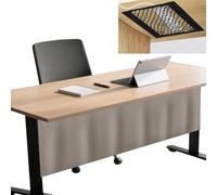 Icegrey Panneau de confidentialité sous Le Bureau avec Filet de Gestion des câbles, Jupe de Bureau autocollante, Rideau de pudeur pour Bureau à Domicile, Khaki 2, 200x38cm