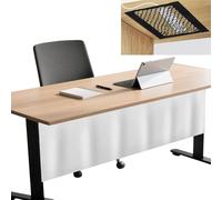 Icegrey Panneau de confidentialité sous Le Bureau avec Filet de Gestion des câbles, Jupe de Bureau autocollante, Rideau de pudeur pour Bureau à Domicile, Blanc, 180x38cm
