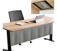 Icegrey Panneau de confidentialité sous Le Bureau avec Filet de Gestion des câbles, Jupe de Bureau autocollante, Rideau de pudeur pour Bureau à Domicile, Gris, 180x38cm