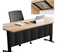 Icegrey Panneau de confidentialité sous Le Bureau avec Filet de Gestion des câbles, Jupe de Bureau autocollante, Rideau de pudeur pour Bureau à Domicile, Noir, 122x38cm