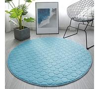 Icegrey Tapis Rond en Molleton de Corail antidérapante Tapis de Salle de Bain pour Tapis Salon, la Chambre du bébé, Canapé, Bleu, 100cm