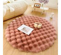 Icegrey Tapis Rond en Peluche pour Salon Chambre à Coucher Canapé Couverture de Chevet Moderne Rose 160cm