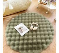Icegrey Tapis Rond en Peluche pour Salon Chambre à Coucher Canapé Couverture de Chevet Moderne Vert 140cm