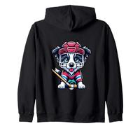 Icehockey Border Collie Mignon Sweat à Capuche