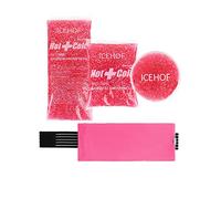 ICEHOF Lot de 3 coussinets de refroidissement avec housse en non-tissé - Avec bande Velcro - Doux, longue durée de refroidissement, pack de refroidissement, gel pailleté rose