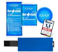 ICEHOF Poche de glace (3x) avec Housse non-tissée - Longue durée de refroidissement, différentes tailles - Poche de Froid Gel réutilisable refroidissement compresse froides