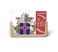 Iceland Europe Calendrier de bureau 2022 avec emblème national 12 mois