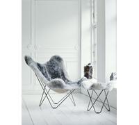 Iceland Flying Goose Tabouret en peau de mouton Cuero Chrome / Blanc sauvage - 7340172614593