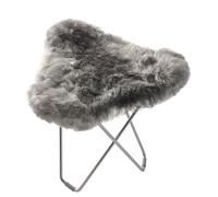 Iceland Flying Goose Tabouret en peau de mouton Cuero Chrome / Shorn gris - 7340172614685