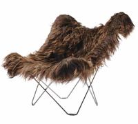 Iceland Mariposa Butterfly Chair Chaise Peau de mouton Cuero Chrome / Sauvage brun - 7340172611622