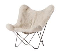 Iceland Mariposa Butterfly Chair Chaise Peau de mouton Cuero Chrome / Shorn blanc - 7340172611028