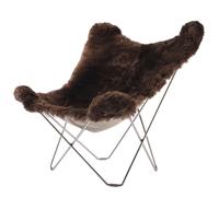 Iceland Mariposa Butterfly Chair Chaise Peau de mouton Cuero Chrome / Shorn marron - 7340172611578