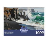 Icelandic Black Sand Beach Puzzle en Bois Imperméable Puzzles De 1000 Pièces pour Adultes Défi Et Casse-tête Jeux Éducatifs