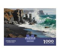 Icelandic Black Sand Beach Puzzle en Bois Imperméable Puzzles De 1000 Pièces pour Adultes Défi Et Casse-tête Jeux Éducatifs
